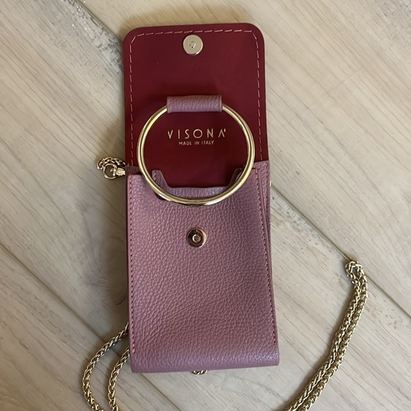 NWOT - Visona Small Shoulder Crossbody Mini Purse Phone Holder - Genuine Leather - Picture 2 of 4